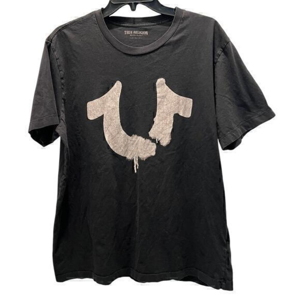 C7 True Religion Black graphic tee Y2K horseshoe  vintage indie sleaze sz L